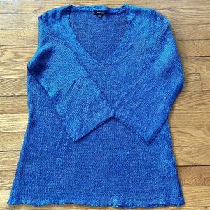 Blue, 3/4 Sleeve, Knit Shirt, Size Medium